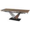Mebel Elite Išskleidžiamas stalas REX, 160–220 cm, tamsiai rudas / juodas
