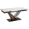 Mebel Elite Išskleidžiamas stalas REX 2, 180–240 cm, balto marmuro / riešuto spalvos