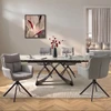 Mebel Elite Išskleidžiamas stalas su keraminiu stalviršiu, 160–240 × 160 cm, balto marmuro / juodas