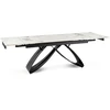 Mebel Elite Išskleidžiamas stalas su keraminiu stalviršiu, 160–240 × 160 cm, balto marmuro / juodas