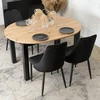 Mebel Elite Išskleidžiamas valgomojo stalas HARRY ir 4 kėdės, „artisan“ ąžuolo ir juodos spalvos