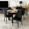Mebel Elite Išskleidžiamas valgomojo stalas HARRY ir 4 kėdės, „artisan“ ąžuolo ir juodos spalvos