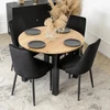 Mebel Elite Išskleidžiamas valgomojo stalas HARRY ir 4 kėdės, „artisan“ ąžuolo ir juodos spalvos