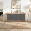 Mebel Elite Komoda BLAGO, 180 cm, juodos ir neapdoroto ąžuolo spalvų