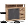 Mebel Elite Komoda BLAGO MIDI A, 119,6 cm, neapdoroto ąžuolo ir juodos spalvos