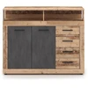 Mebel Elite Komoda BLAGO MIDI A, 119,6 cm, neapdoroto ąžuolo ir juodos spalvos