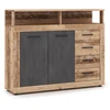 Mebel Elite Komoda BLAGO MIDI A, 119,6 cm, neapdoroto ąžuolo ir juodos spalvos
