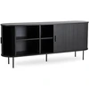 Mebel Elite Komoda TRISH, 2 stumdomos durelės, 180 cm, ąžuolo ir juodos spalvos