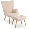 Mebel Elite Poilsio fotelis su pakoju, buklė audinys, 66 × 54 × 97 cm, smėlio spalvos