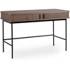 Mebel Elite Rašomasis stalas rievėtu stalviršiu, 120 × 60 cm, riešutmedžio ir juodos spalvos