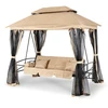 Mebel Elite Sodo sūpynės CARMEN, 237 × 150 × 255,5 cm, smėlio ir juodos spalvos