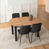 Mebel Elite Stalo ir 4 kėdžių komplektas HARRY / PERU, 102–142 cm, ąžuolo ir juodos spalvos
