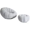 Mebel Elite Sukamasis fotelis su pufu PETTIT, pilkas, bouclé