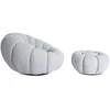 Mebel Elite Sukamasis fotelis su pufu PETTIT, pilkas, bouclé