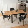 Mebel Elite Valgomojo komplektas – išskleidžiamas stalas ir 4 kėdės, 80 × 80–160 cm, ąžuolo ir juodos spalvos