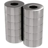 10x neodimio galios magnetas, sidabrinis žiedinis magnetas, itin stiprus, skersmuo 15 x 6 mm, didelis vidinis skersmuo 6 mm, super magnetas, lipnumo jėga apie 5kg, magnetai skirti lentoms, skelbimų lentoms, magnetinėms lentoms