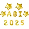 11 vnt. dekoracijų выпускной 2025, Abi 2025 foliniai balionai, dekoracija выпускной, Abi balionų rinkinys, išlaikytas egzaminas, balionas выпускной vakarėliui mokyklos выпускной dekoracija (auksinis)