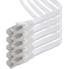 1attack.de 7.5 m - balta - 5 vnt. Cat.7 gigabit ethernet Lan plokščias kabelis (rj45) tinklo kabelis neapdorotas kabelis (10 Gbit/s) instaliacinis kabelis plonas suderinamas su Cat.5 - Cat.5e - Cat.6