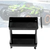 2 pakopų dirbtuvių vežimėlis universalus sandėliavimo vežimėlis mobilus dirbtuvių atvirų lentynų remonto vežimėlis garažo remonto rc priedai, skirti 1/8 1/10 1/12 1/16 ankštoms erdvėms (juodas)