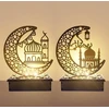 2 vnt. medinės Eid Mubarak stalo dekoracijos su Led
