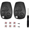 2 vnt. Renault raktų korpusas 3 mygtukų automobilio rakto korpusas Renault su 6 mikro mygtukais ir atsuktuvu, suderinamas su Renault Twingo Kangoo Modus Dacia Clio ir Trafic (9,5 mm)