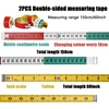 2 vnt. siuvėjo matavimo juosta, kūno matavimo juosta, spalvota dvipusė siuvimo matavimo juosta 150 cm 60 colių, siuvėjo matavimo juosta, matavimo juosta su sagute, siuvėjams, amatininkams ir kūno matavimams