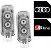 2x Led Projektorius Hd+ Premium Logo Audi + Sline Dviguba Holograminė Projekcija
