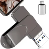 3-in-1 Usb atmintinė 512gb su Usb-c adapteriu, atmintinė telefonui/android/planšetiniam kompiuteriui/pc/nešiojamam kompiuteriui, išorinė photostick - efektyvus duomenų/nuotraukų/video atsarginis kopijavimas, suderinama su Ios ir Android (juoda)