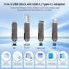 3-in-1 Usb atmintinė 512gb su Usb-c adapteriu, atmintinė telefonui/android/planšetiniam kompiuteriui/pc/nešiojamam kompiuteriui, išorinė photostick - efektyvus duomenų/nuotraukų/video atsarginis kopijavimas, suderinama su Ios ir Android (juoda)