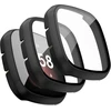 3 vnt. Apsauginis dėklas su stiklu Fitbit Versa 3 / Sense (juodas)