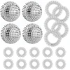 4 dalių ežiuko kamuoliuko metalinis akupresūrinis kamuoliukas, magnetinių masažo kamuoliukų rinkinys su 10 masažo žiedų ir 5 masažo apyrankėmis, įgūdžių kamuoliukas, ežiuko kamuoliukas, streso mažinimo masažo kamuoliukas streso mažinimui ar masažui
