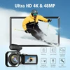 4k 48mp vaizdo kamera, vaizdo kamera 18x skaitmeninis priartinimas Wifi vaizdo kamera, skirta „youtube“, 3,0 colių Hd ekranas, tinklaraščių kamera su 2 baterijomis / belaidis mikrofonas / 64g Sd kortelė / nuotolinio valdymo pultas