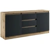 4Kraft Meble-4k didelė komoda 2d3s/150 cm - ąžuolas wotan / juoda # spalvos