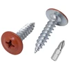(50 vnt. pakuotė) Dažyti 4.2 x 19 mm medsraigčiai, savaime įsisriegiantys metaliniai varžtai, Phillips modifikuota santvaros galvutė, plokščia galvutė (50, vario ruda Ral 8004)