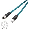 Actuator Sensor Ethernet tinklo kabelis M12 A koduotas 8 kontaktų lizdas į Rj45 Cat-7e jungiamąjį laidą, skirtas pramoninės Profibus automatikos programoms, 30 cm