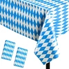 Admay Oktoberfest staltiesė, 137 x 274 cm, Bavariška dekoracija Oktoberfest vakarėliui, 2 vnt., mėlyna/balta rombo formos vienkartinė staltiesė, alaus stalo dekoracija, Bavariška staltiesė, Oktoberfest