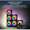 Aerocool Gamemower Skadi Square vandens aušinimas, 240 mm aio, skystas aušintuvas, 2 x argb hidrauliniai pwm ventiliatoriai, keraminis vandens siurblys su siurblio rpm cpu ekranu, suderinamas su amd ir intel
