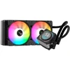 Aerocool Gamemower Skadi Square vandens aušinimas, 240 mm aio, skystas aušintuvas, 2 x argb hidrauliniai pwm ventiliatoriai, keraminis vandens siurblys su siurblio rpm cpu ekranu, suderinamas su amd ir intel