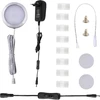 Aiboo 12 V Led spintelių apšvietimas, 1 vnt., po spintele montuojamas šviestuvas, virtuvinis įjungiamas šviestuvas su rankiniu jungikliu, vitrininis apšvietimas spintai, spintelei, lentynoms, Led apvalus spintelių šviestuvas, virtuvės šviestuvas, šilta ba