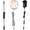 Aiboo 12 V Led spintelių apšvietimas, 1 vnt., po spintele montuojamas šviestuvas, virtuvinis įjungiamas šviestuvas su rankiniu jungikliu, vitrininis apšvietimas spintai, spintelei, lentynoms, Led apvalus spintelių šviestuvas, virtuvės šviestuvas, šilta ba