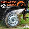 Akumuliatorinis slėgio plovimo įrenginys su 2 x 3000 Mah akumuliatoriumi, maks. 60 barų, 21 V slėgio plovimo pistoletas su 6-in-1 antgaliu ir 5 m žarna, nešiojamas slėgio plovimo pistoletas laistymui, automobilių plovimui