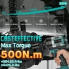 Akumuliatorinis smūginis veržliaraktis 500 n.m, 3300 aps/min su 2 x 3.0 ah ličio baterija, belaidis smūginis veržliarakčių rinkinys su bešepetėliniu varikliu, tinkamas šeimos automobiliams