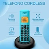 Alcatel E160 mėlynas belaidis Dect telefonas su nepageidaujamų skambučių blokavimu, didelis oranžinis apšviestas ekranas, lengvai skaitomas, klasikiniai ir polifoninės melodijos