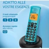 Alcatel E160 mėlynas belaidis Dect telefonas su nepageidaujamų skambučių blokavimu, didelis oranžinis apšviestas ekranas, lengvai skaitomas, klasikiniai ir polifoninės melodijos
