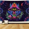 Alishomtll fluorescencinis grybų gobelenas, juodos šviesos grybų mandala su saule ir mėnuliu, natūrali botaninė estetika, dekoratyvinis spalvingas sieninis audinys, miegamojo bendrabutis, 150 x 130 cm