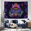 Alishomtll fluorescencinis grybų gobelenas, juodos šviesos grybų mandala su saule ir mėnuliu, natūrali botaninė estetika, dekoratyvinis spalvingas sieninis audinys, miegamojo bendrabutis, 150 x 130 cm