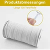 Amandelizabe 5 mm guminė virvelė, elastinė juosta siuvimui, 100 metrų guminių juostų siuvimui, elastinė ritė juosta siuvimui ir namų „pasidaryk pats“ amatų audiniams siuvimui, elastinė juosta, balta