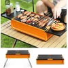 Anglinis grilis Camping Grilis nerūdijančio plieno mažas nešiojamas grilis iškyloms Bbq griliai lauko sodo vakarėliams - oranžinis