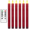 Annspa Led žvakės su nuotoliniu valdymu, maitinamos baterijomis, 6 vnt. su ilgu kotu, bešerdės koloninės žvakės, namų dekoracija, ilgas smailėjančių žvakių laikiklis, Led smailėjančios žvakės su laikmačio funkcija - raudonos