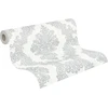 A.s. Création Pure Elegance 397655 flizelininiai tapetai su ornamentais, 0.53 x 10.05 m, balti, pilki, barokiniai tapetai, pagaminti Vokietijoje